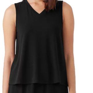 Eileen Fisher black V-neck Jersey Tank, Size Large